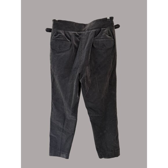 Rubinacci Napoli Gray Corduroy Pleated Trousers With Belt Size 48 Made In Italy - Picture 5 of 8